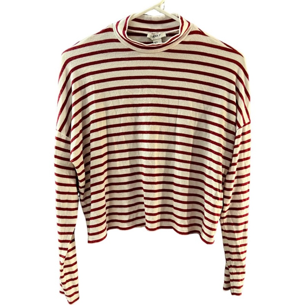 Forever 21 Cropped Turtleneck Striped Sweater